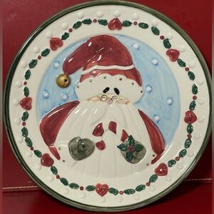 🎅 Enesco Santa Plate Kim Lawrence 1998 Raised Relief Christmas Decor